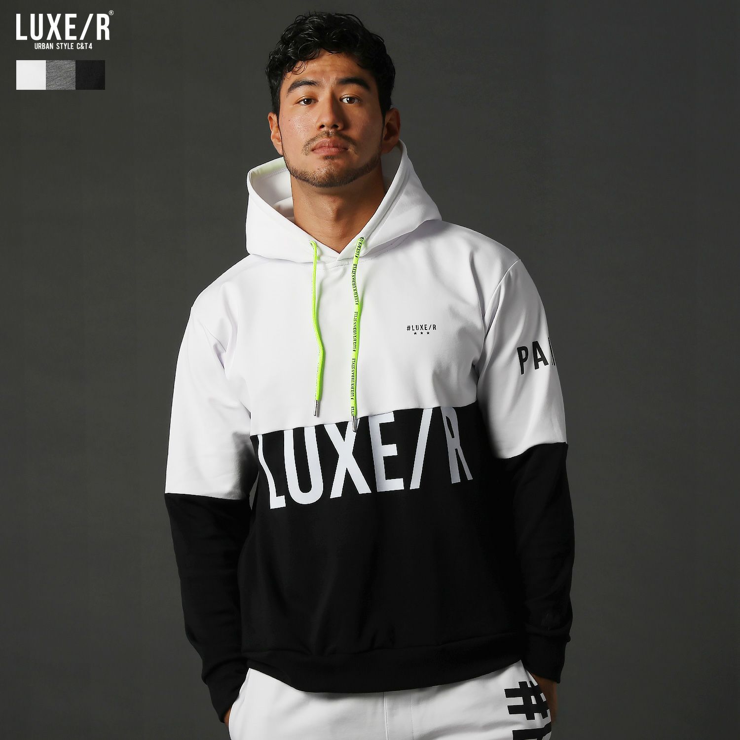 蛍光スピンドルバイカラーポンチパーカー | REZES OFFICIAL