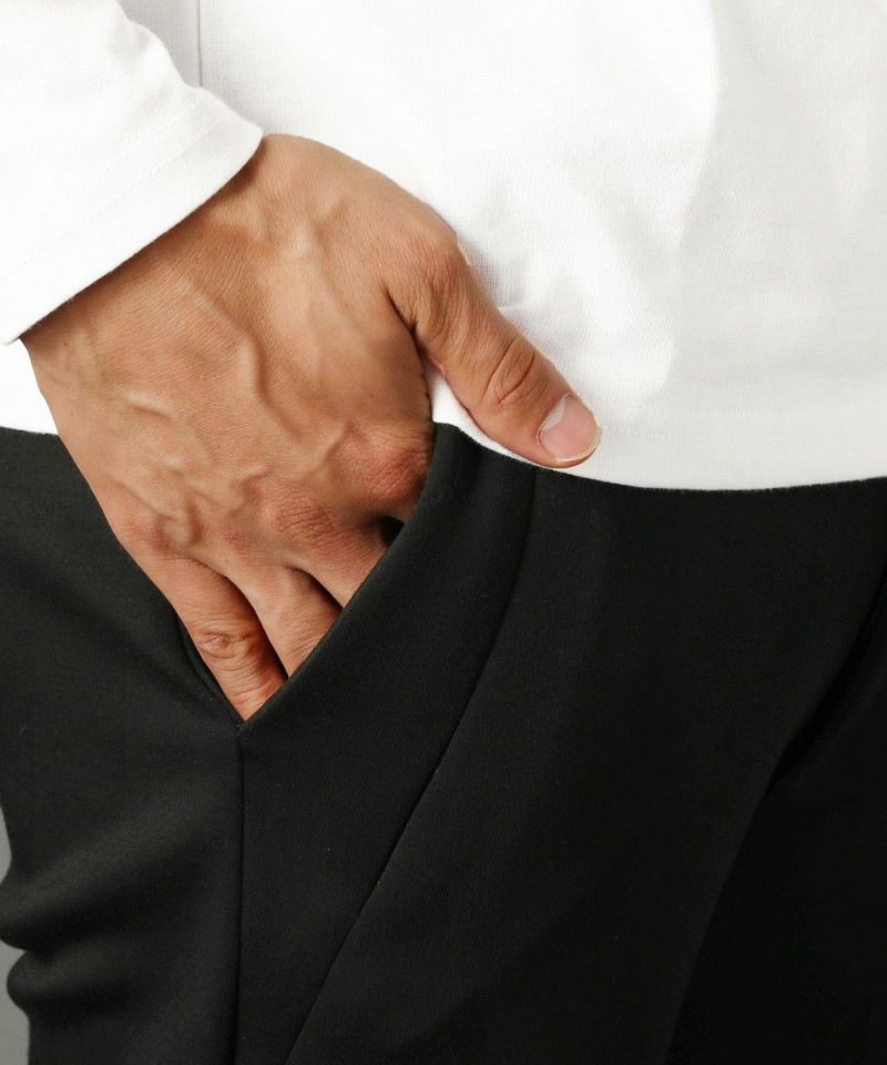 ベルトループ付きストレッチポンチ細身サイドジップパンツ