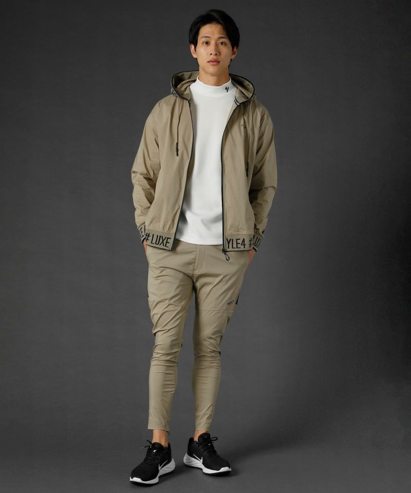 ストレッチ布帛厚盛ゴムラバープリントジップパーカー | REZES