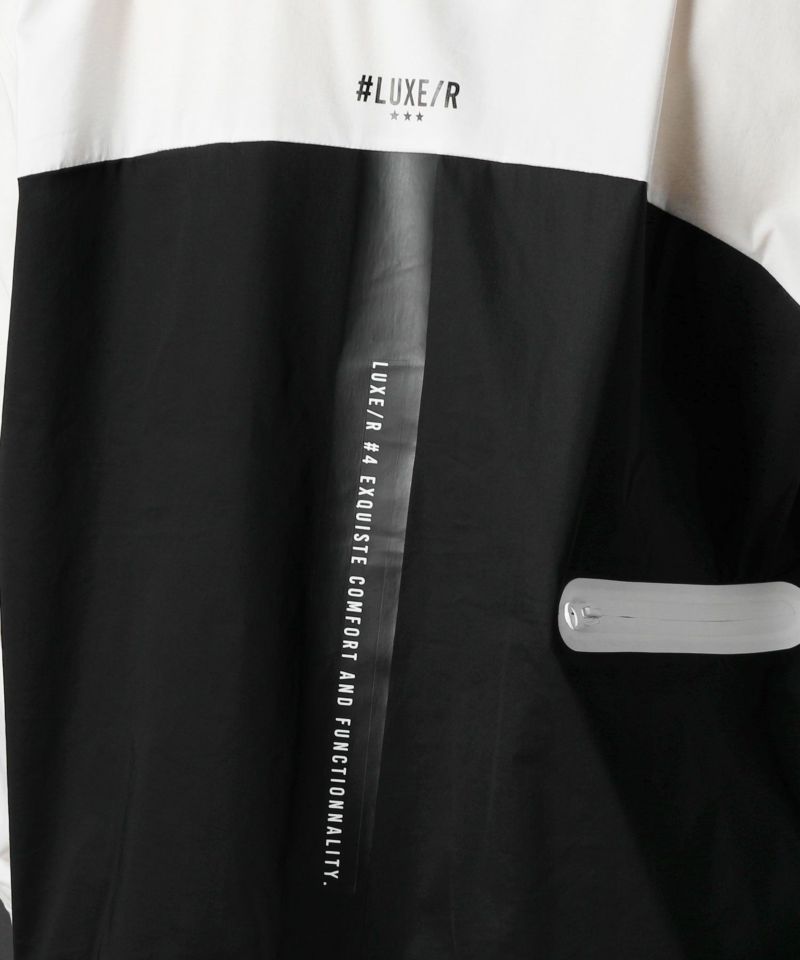 撥水ストレッチ布帛止水ジップバイカラー長袖プルパーカー | REZES