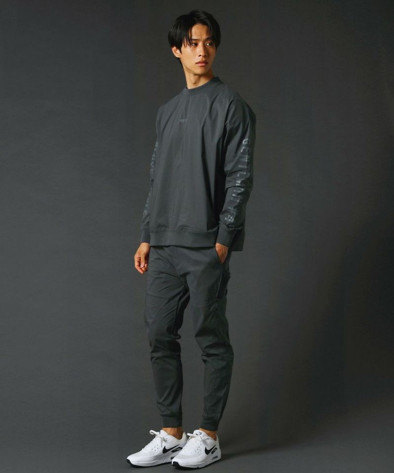 撥水ストレッチ布帛止水ジップハイネック長袖プルオーバー | REZES