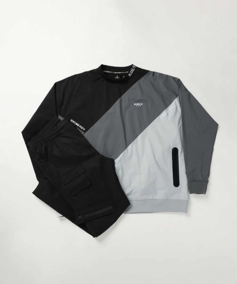 レジェス（REZES）/R/撥水加工ストレッチ布帛diagonal Color scheme  止水ZIPプルオーバー 撥水加工ストレッチ布帛Diagonal Color Scheme止水ZIPプルオーバー