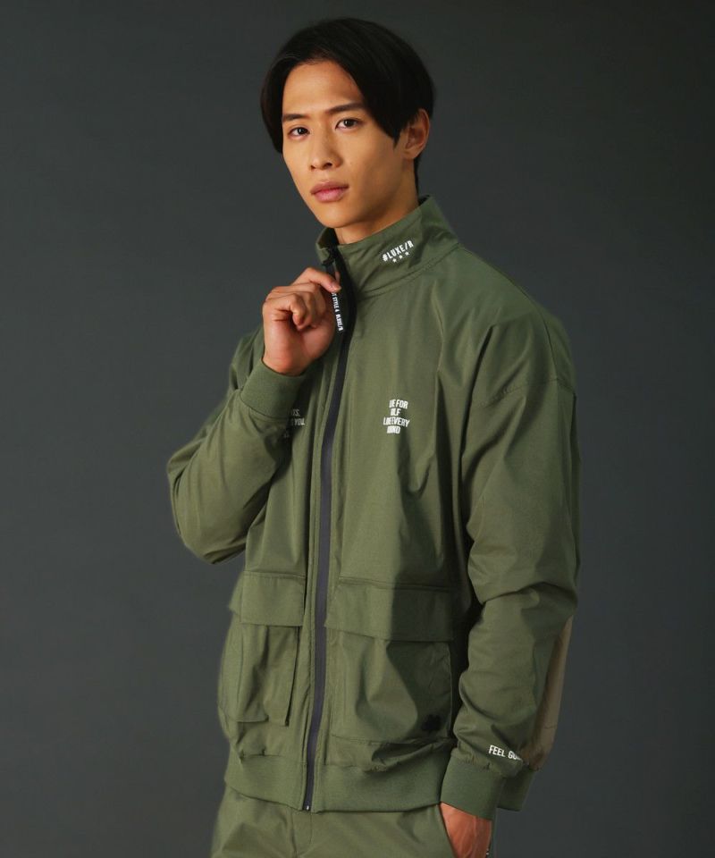 ストレッチ布帛止水ジップハイネックオーバーサイズジャケット | REZES