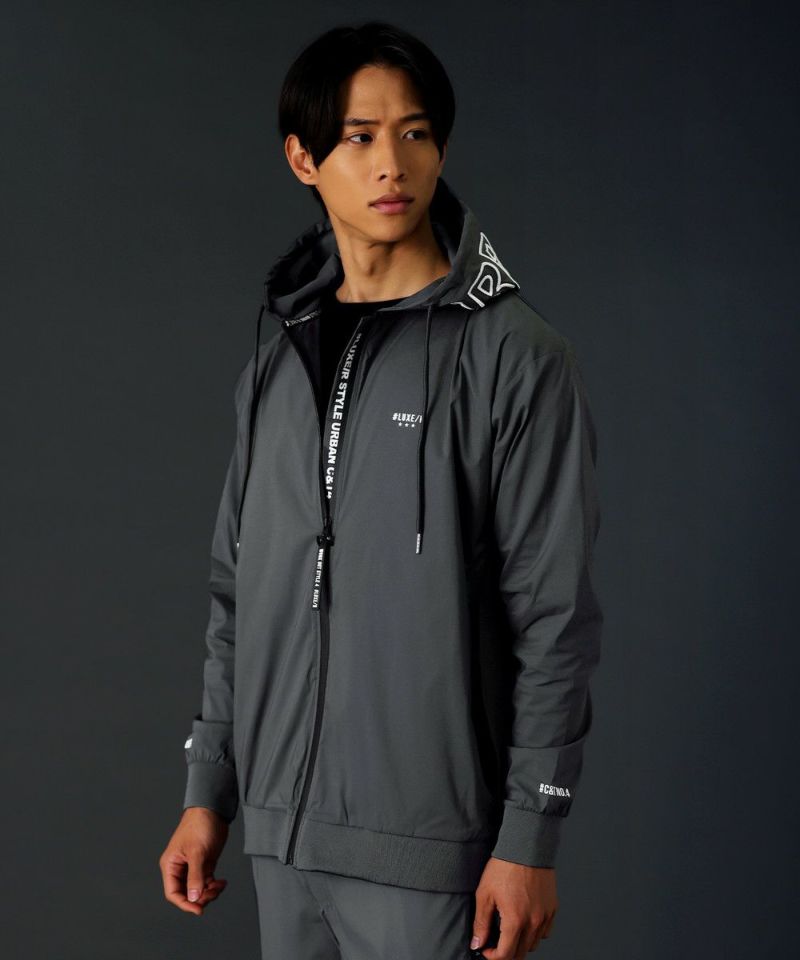 ストレッチ布帛撥水加工レギュラーサイズ止水ジップアップフード