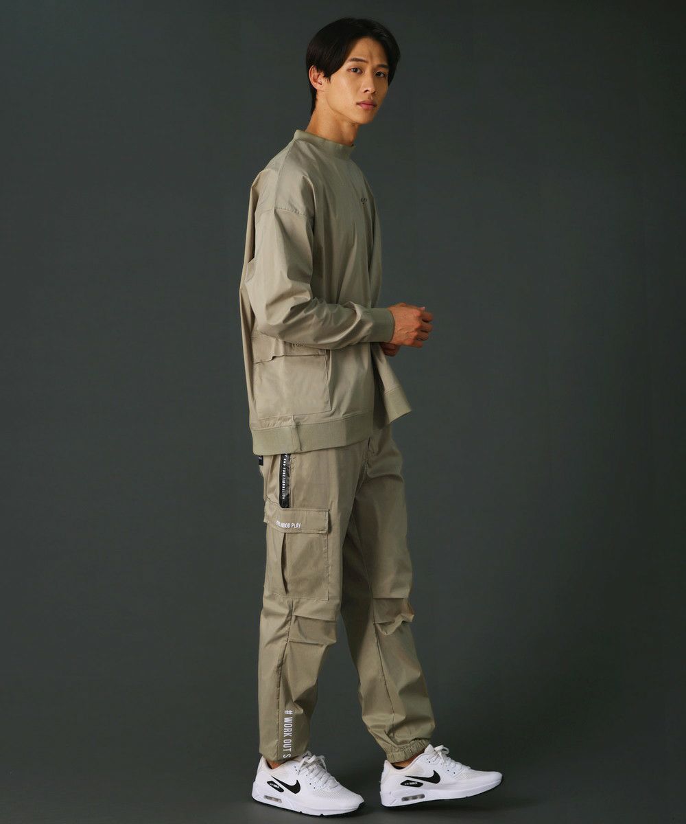 撥水ストレッチ布帛ツールポケットハイネックプルオーバー | REZES